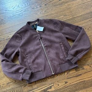 House of Harlow 1960 NWT Brownish plum “Suede” Bomber Jacket, small